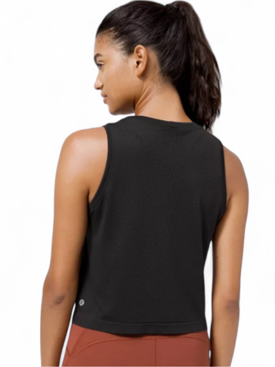 Lululemon Women's Black Crewneck Cropped Tank Top